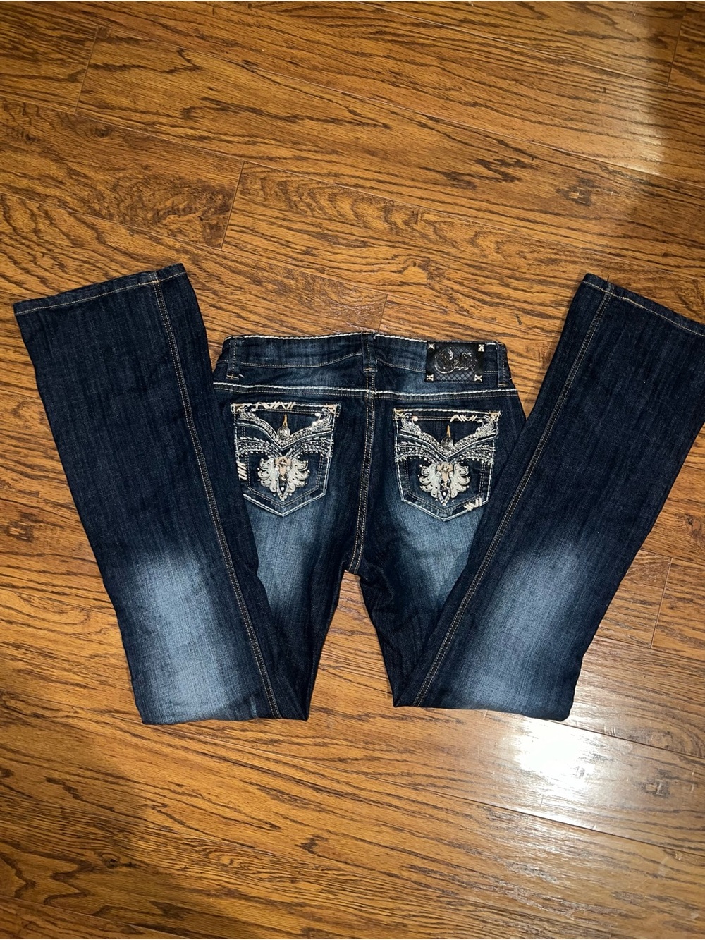 Cello Embroidered Pocket Bootcut Jeans